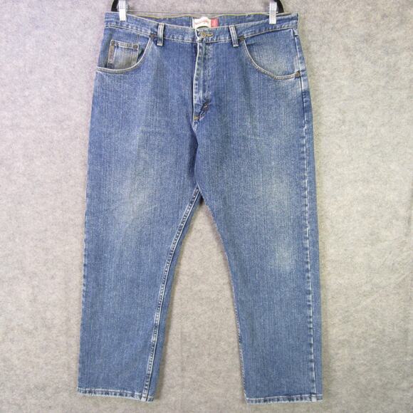 Wrangler Jeans Mens Blue Regular Fit Zip Fly Straight Leg Denim 5 Pocket - Picture 1 of 8